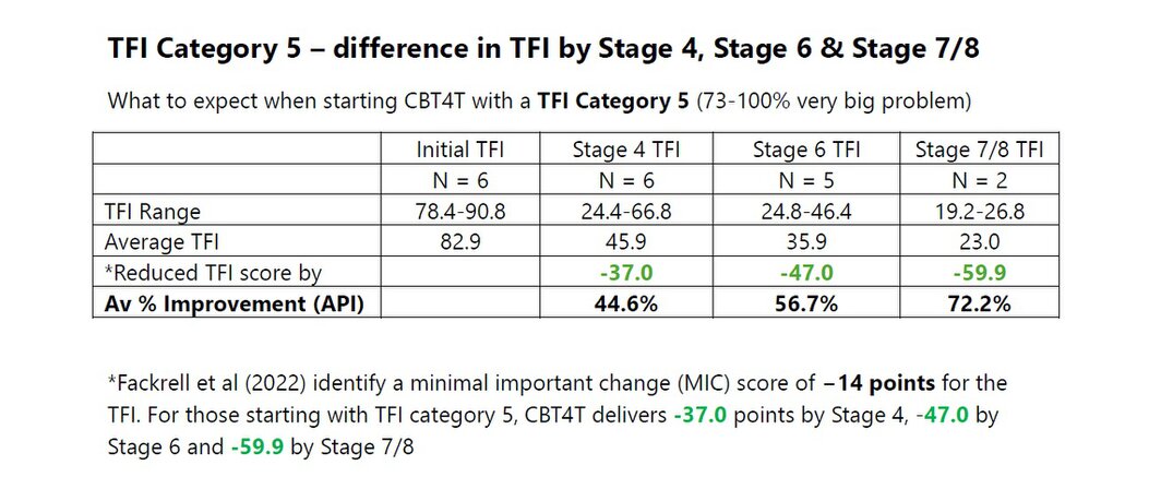 What to expect when starting CBT4T with a category 5 Tinnitus Functional Index (TFI)